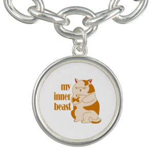 My inner beast lazy fat cat motivational quote bracelet