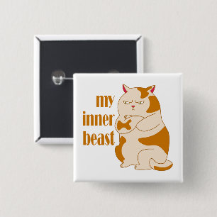 My inner beast lazy fat cat motivational quote button