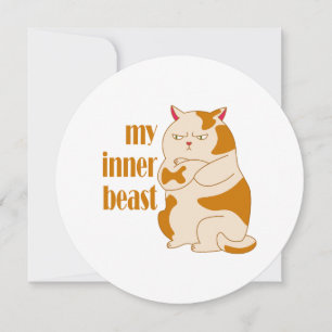 My inner beast lazy fat cat motivational quote card