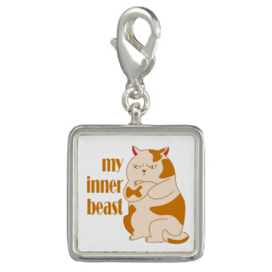 My inner beast lazy fat cat motivational quote charm
