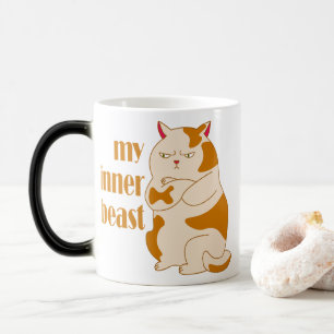 My inner beast lazy fat cat motivational quote color morph mug