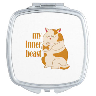 My inner beast lazy fat cat motivational quote compact mirror