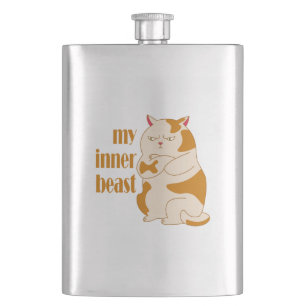 My inner beast lazy fat cat motivational quote flask