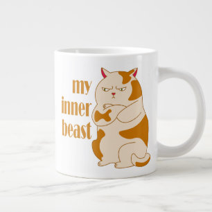 My inner beast lazy fat cat motivational quote giant coffee mug