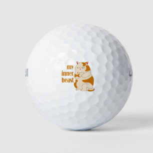 My inner beast lazy fat cat motivational quote golf balls