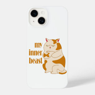 My inner beast lazy fat cat motivational quote iPhone 14 case
