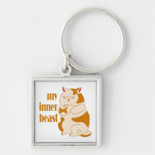 My inner beast lazy fat cat motivational quote keychain