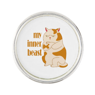 My inner beast lazy fat cat motivational quote lapel pin