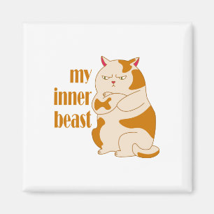 My inner beast lazy fat cat motivational quote magnet