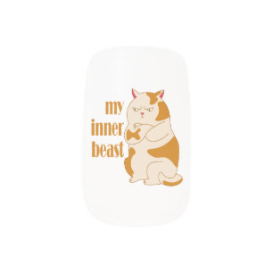 My inner beast lazy fat cat motivational quote minx nail art