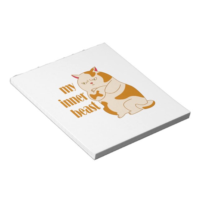 My inner beast lazy fat cat motivational quote notepad (Angled)