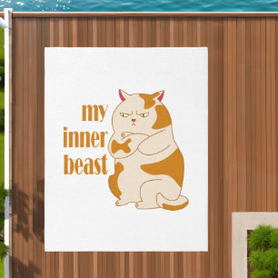 My inner beast lazy fat cat motivational quote outdoor rug