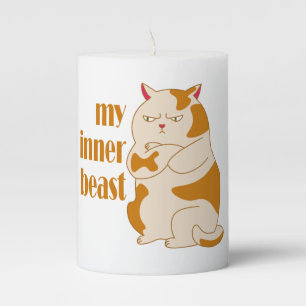 My inner beast lazy fat cat motivational quote pillar candle