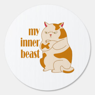 My inner beast lazy fat cat motivational quote sign