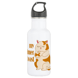 My inner beast lazy fat cat motivational quote stainless steel water bottle