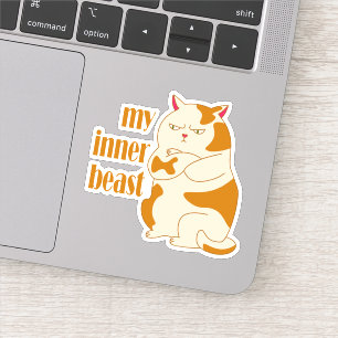 My inner beast lazy fat cat motivational quote sticker