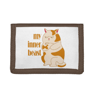 My inner beast lazy fat cat motivational quote trifold wallet