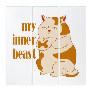 My inner beast lazy fat cat motivational quote triptych