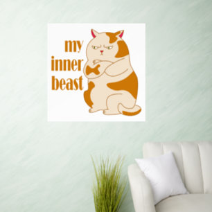 My inner beast lazy fat cat motivational quote wall decal