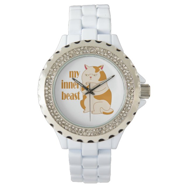 My inner beast lazy fat cat motivational quote watch (Front)