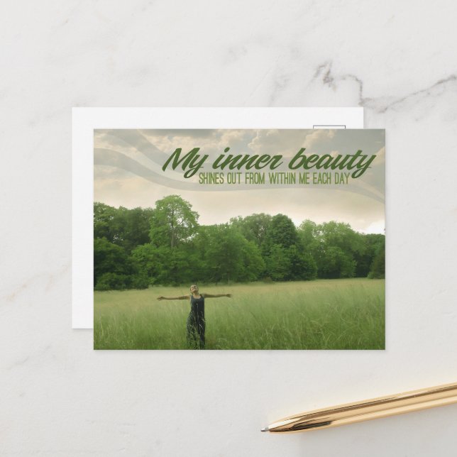 "My inner beauty" Motivation Affirmation Postcard (Front/Back In Situ)