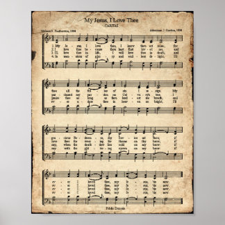My Jesus I Love Thee Vintage Hymn Poster