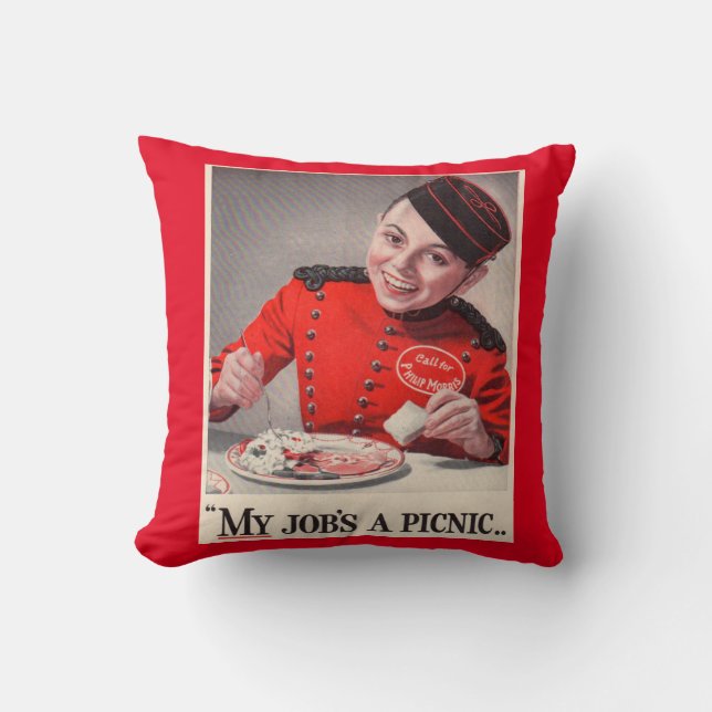My Job's a Picnic Throw Pillow (Front)