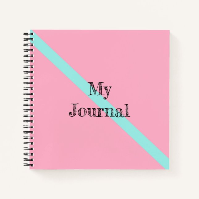 My journal blue stripe on pink (Front)