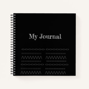 My journal white stitches on black