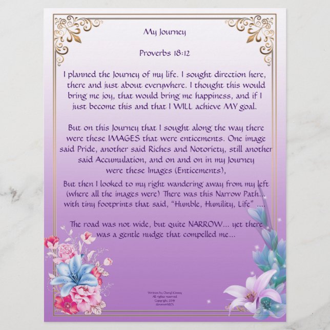 My Journey Personalized Paper (Front)