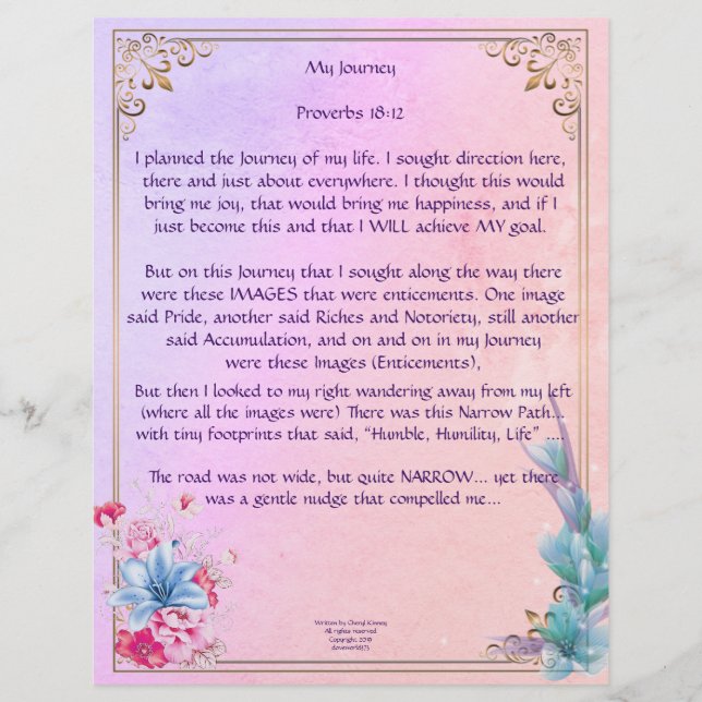 My Journey Personalized Paper (Front)