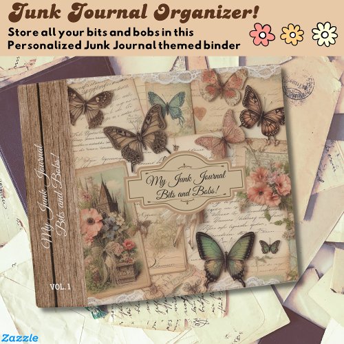 My Junk Journal Storage Vintage Ephemera Postage 3 Ring Binder