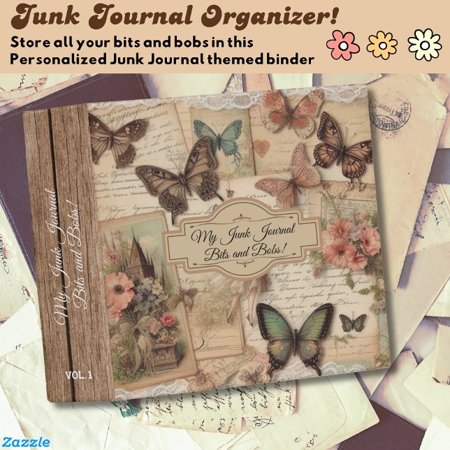 My Junk Journal Storage Vintage Ephemera Postage 3 Ring Binder (Creator Uploaded)