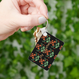 My-Keychain Text Flower Image Printed Beautifully Keychain