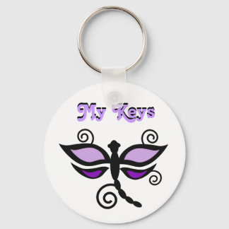 My Keys, purple & black dragonfly Keychain