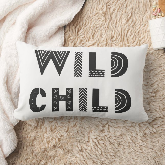 My Kid "Wild Child" Unique Baby Room Scandi Lumbar Pillow (Blanket)