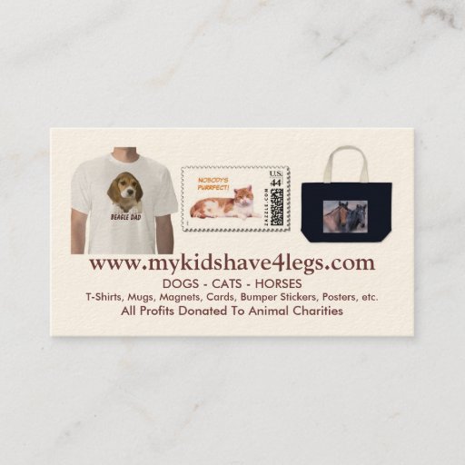 Customizable My Kids Have 4 Legs New Business Card