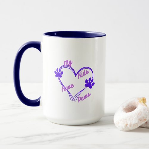 My Kids Have Paws Heart Mug For Pet Lovers