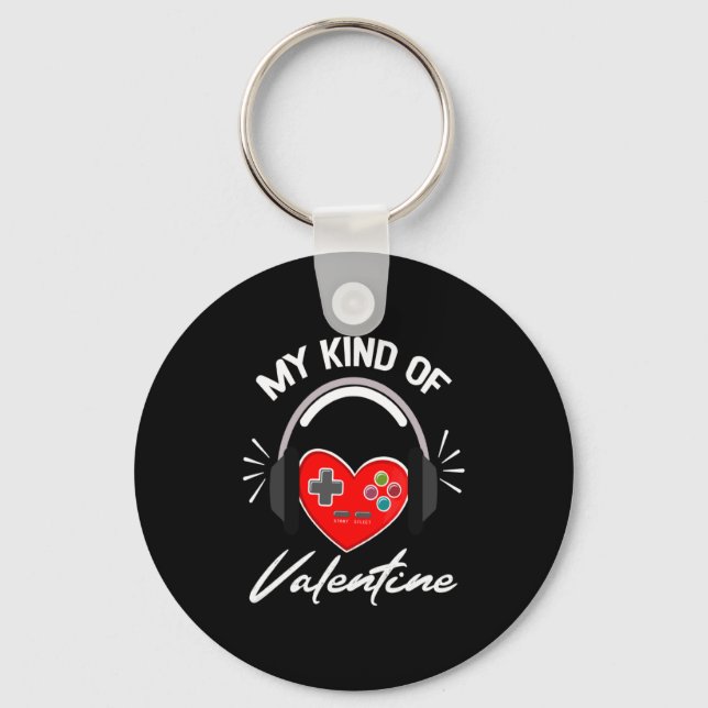My Kind Valentine Gamer Valentines Day Gaming Boy  Keychain (Front)