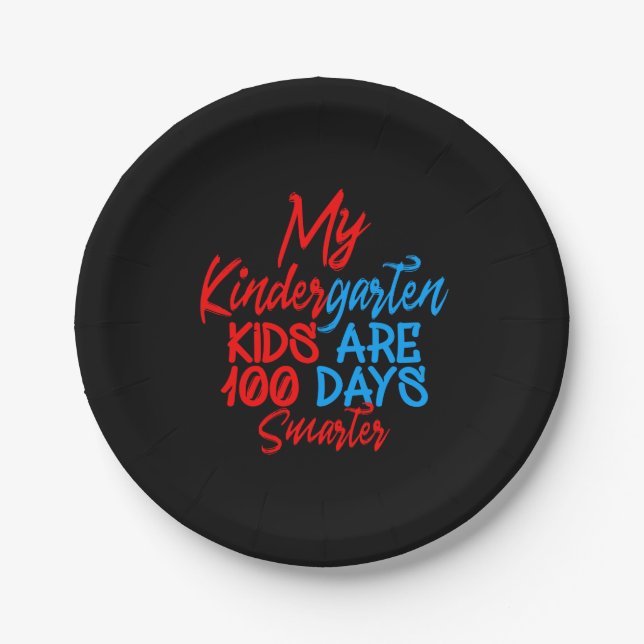 My Kindergarten Kids Are 100 Days Smarter Paper Plates (Front)