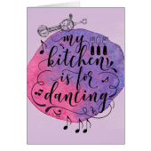 My Kitchen is for Dancing Purple Blank Inside Card (Front)