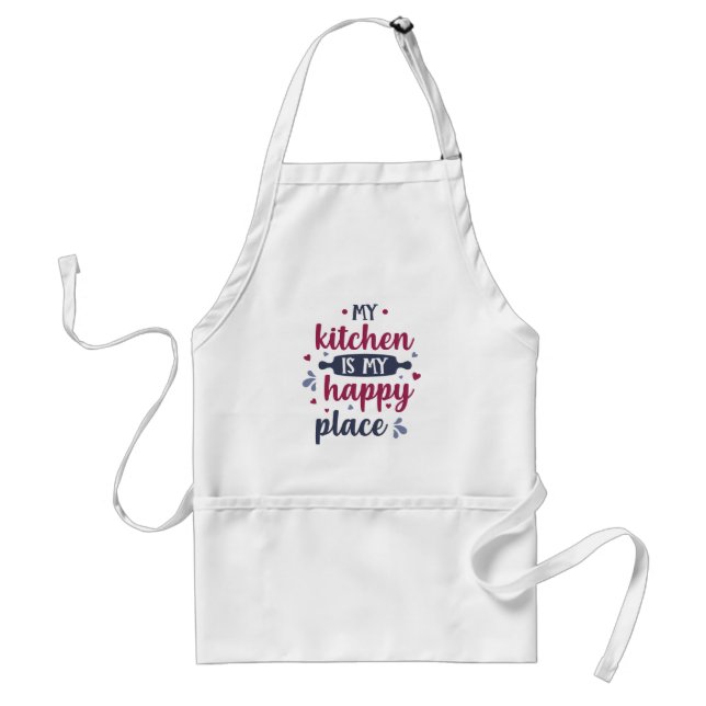 my kitchen is my happy place adult apron (Front)