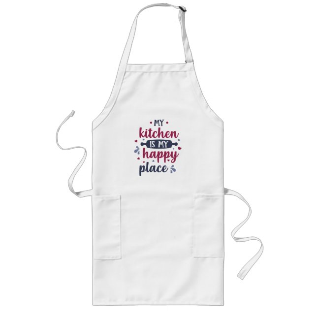my kitchen is my happy place adult apron (Front)