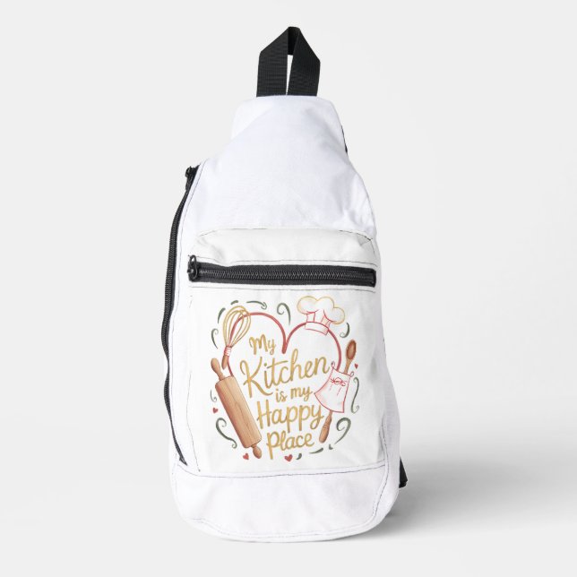 My Kitchen is my happy place Sling Bag (Front)