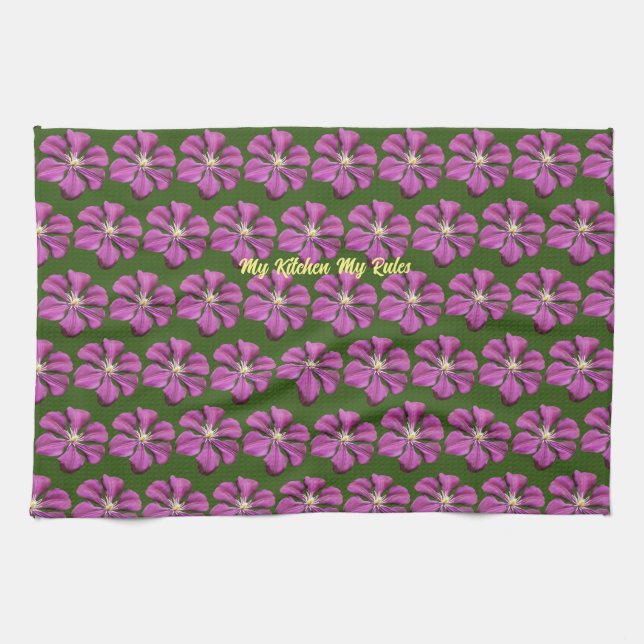  "my kitchen my Rule" elegant purpleflowers floral Towel (Horizontal)