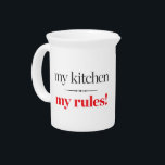 My Kitchen, My Rules Drink Pitcher<br><div class="desc">The My Kitchen My Rules design is a great gift anyone who loves making food and is the ultimate home cook! Taste of Home is a cooking magazine & website with practical recipes from home cooks—not gourmet chefs featuring familiar everyday ingredientsand beautiful photos. More than recipes, Taste of Home fosters...</div>