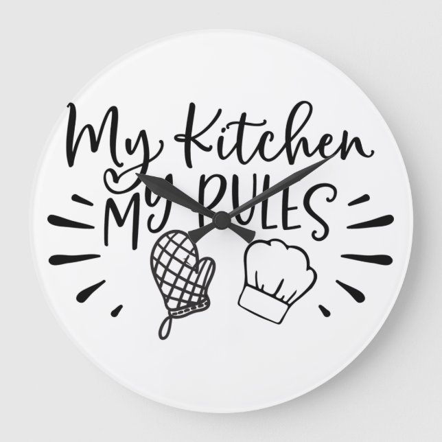 My Kitchen My Rules     Large Clock (Front)