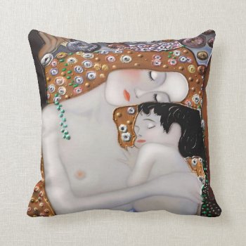 My Klimt Serie : Mother & Child Throw Pillow by mugebasak at Zazzle