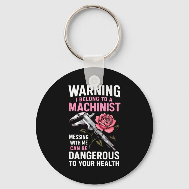 My Knight In Machinist Wife Girlfriend Funny Anniv Keychain (Front)