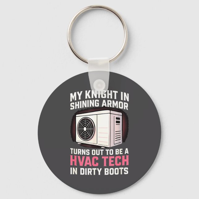 My Knight In Shining Funny Hvac Tech Wife Women Gi Keychain (Front)
